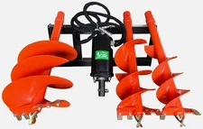 Raytree Skid Steer Attachment Auger Post Hole Hydraulic Digger 6, 12, & 18 Bits