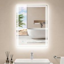20"x28" LED Bathroom Mirror with Anti-Fog, Dimmable Backlit Front Lit, 3 Co