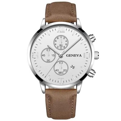 HERREN ARMBANDUHR LEDER QUARZUHR UHR UHREN LEDERUHR SCHMUCK ACCESSOIRS (NEU)