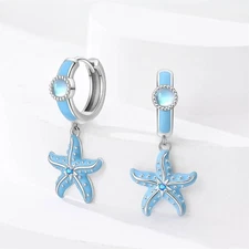 KUNSIR 925 Sterling Silver Starfish Drop Earrings for Women Dangle Jewelry Gift