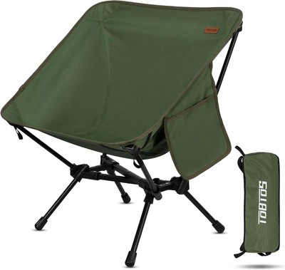 TOBTOS Ultralight Camping Chair, Portable Folding Backpacking Green 