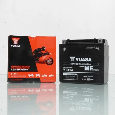 Batterie SLA Yuasa pour Moto Hyosung 700 St7 Custom 2010 à 2015 YTX14 / AGM / - Photo 1/4