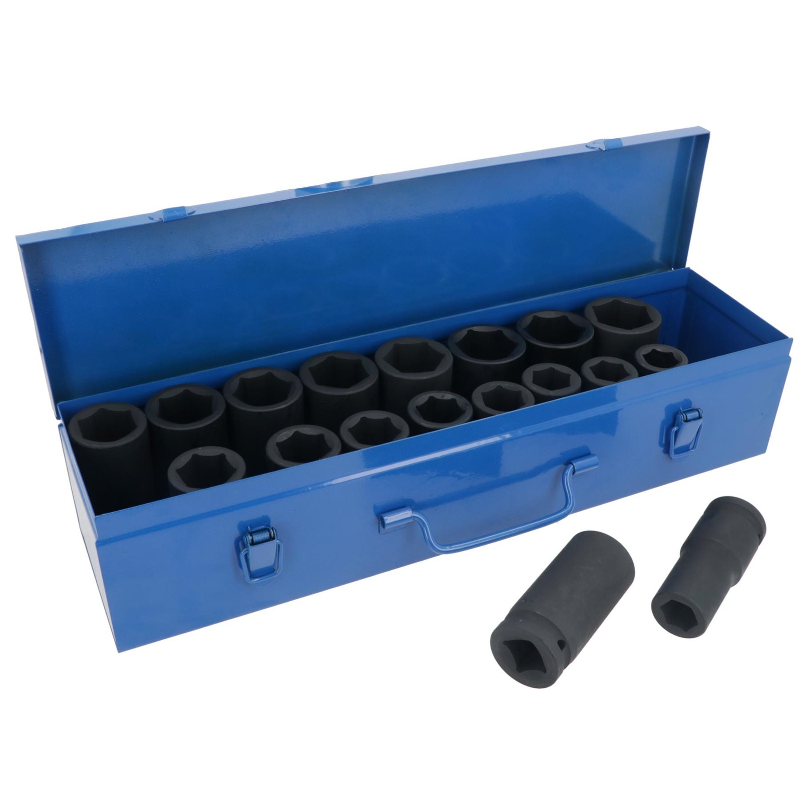 3/4in Drive Deep Metric Impact Sockets 6 Sided Single Hex 19mm – 36mm 18pc