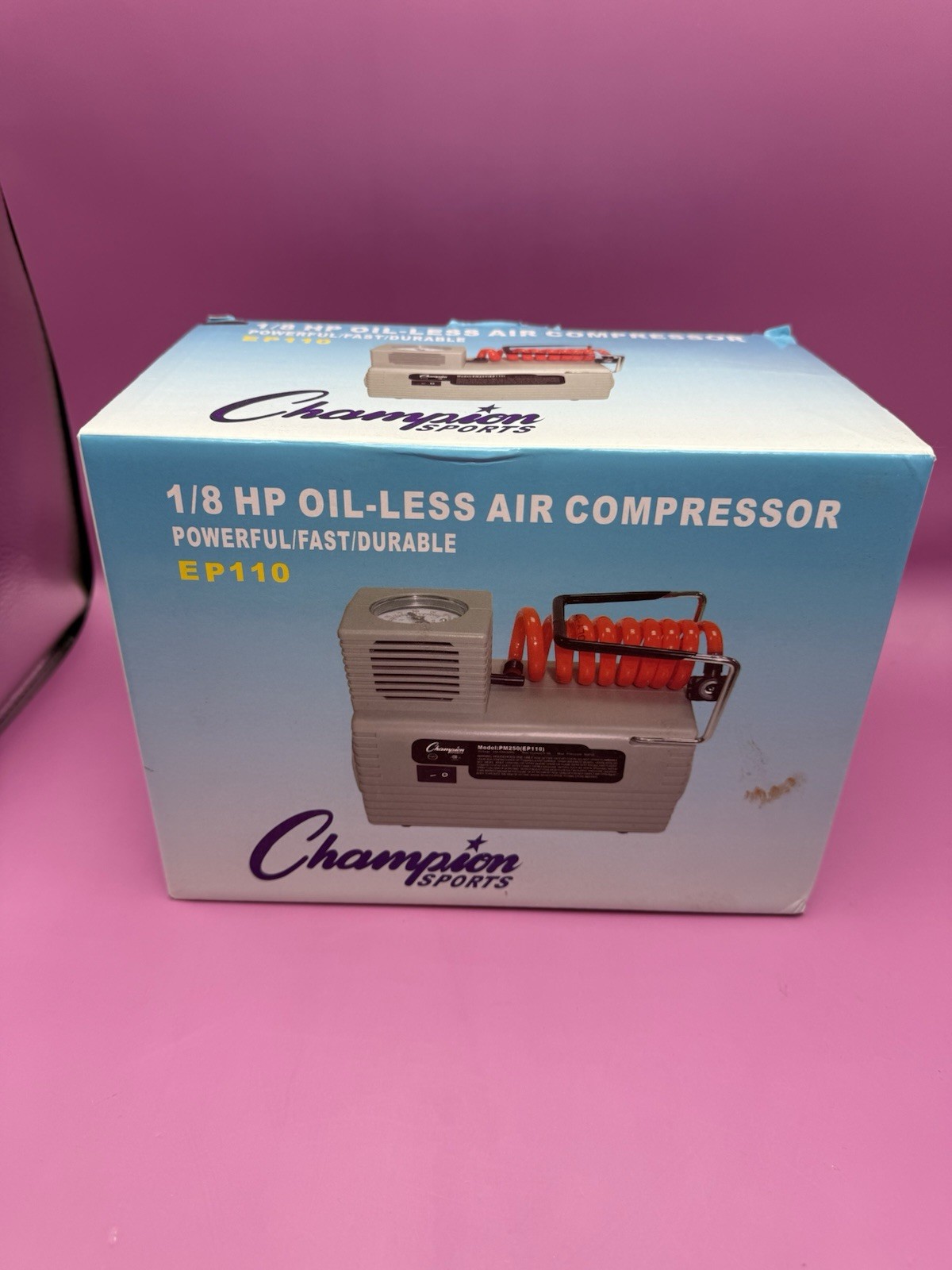 CHAMPION SPORTS 1/8 OIL-LESS AIR COMPRESSOR 60 PSI open Box