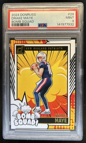 2024 Panini Donruss Drake Maye Bomb Squad RC Rookie #28 Patriots PSA 9