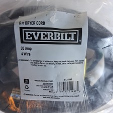 220 V Dryer Cord Range Cord 4 Prong 6 Ft Everbilt 61255HD