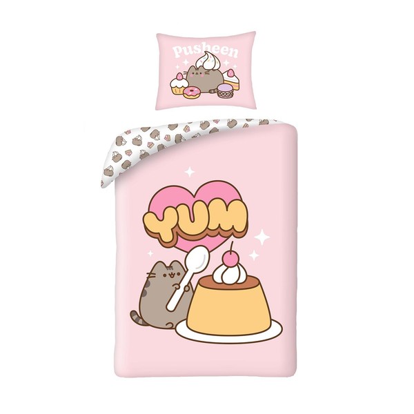 Pusheen Yum Einzel Bettbezug & Kissenbezug EU GrößE Set 100% Baumwolle Offiziell-image