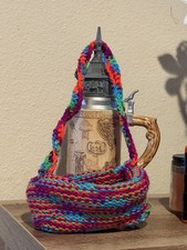 Handmade Multicolor Crochet easter basket with handle