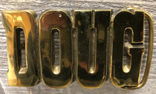 "DOUG" Vintage NOS New Old Stock Solid Brass Name Belt Buckle Chunky Letters
