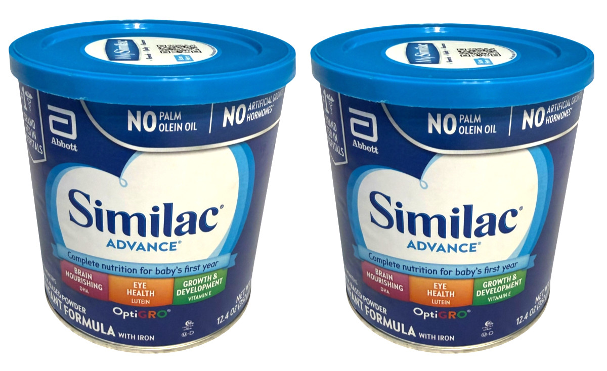 2x Similac Advanced OptiGRO Infant Formula, 12.4oz Milk Based Powder - Ex: 12/26