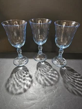 1982 Fostoria Maypole Blue 6.5" Water Goblet Set Of 3