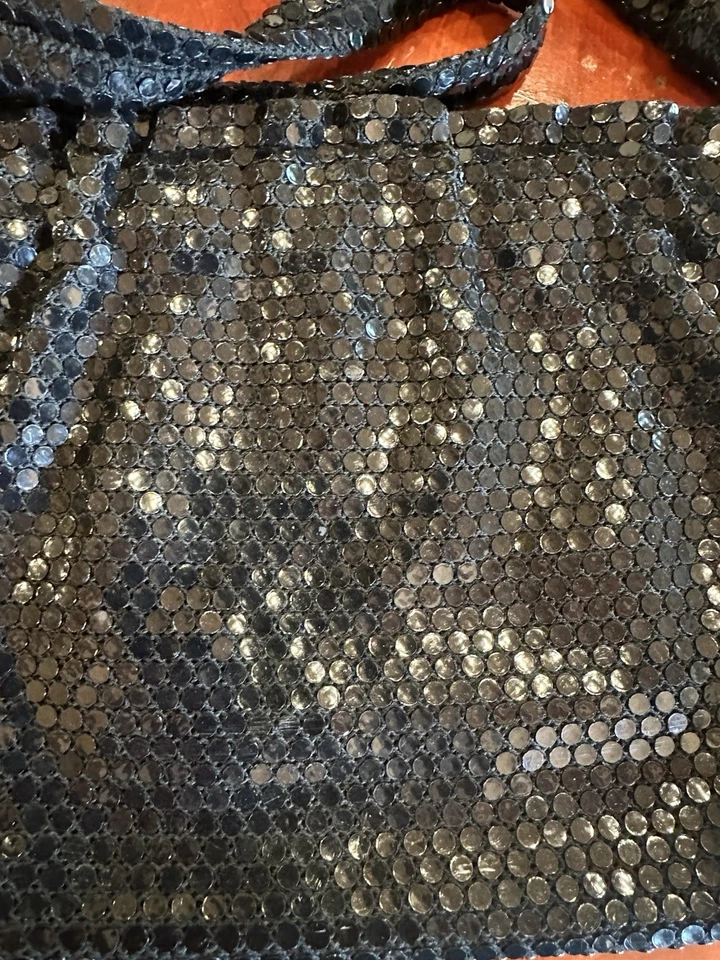 Bolso Cartera Vintage Años 70 Negro Brillante Lentejuelas Retro Disco Foto 3 de 4