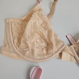 LOT OF 2 Victoria Secret Unlined Demi Bra Pink & Beige Lace Floral Size 38D Bras