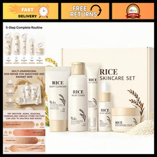 Korean 5-Step Skin Care Set with Rice Extract - Hydrating Facial Kit for Women