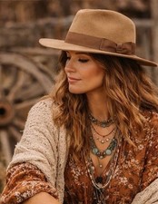 Stetson Imperial Wide Brim Brown Felt Fedora Women's Hat Classic Western