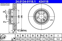 2X Bremsscheibe ATE 24.0134-0118.1 FüR Landrover Discovery 5 L462 Range Rover 2