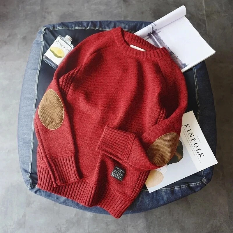 Winter Thickened Men's Sweater Japanese Vintage Round Neck Pullover Sweater