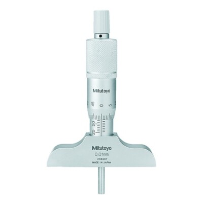 Mitutoyo 128-102 Depth Micrometer 0-25mm, 101mm Base, Vernier Gauge