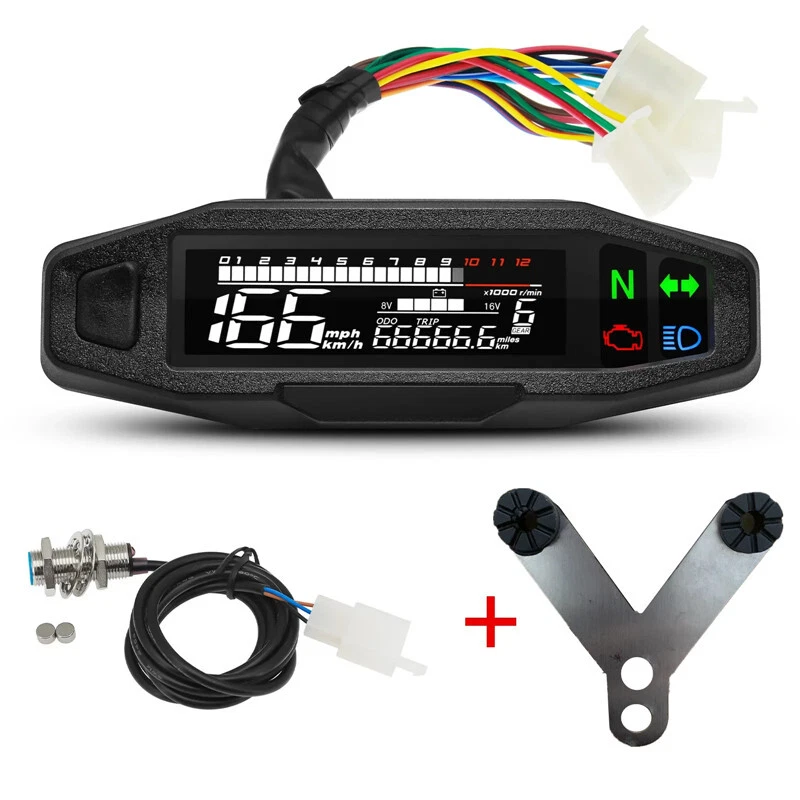 Mini Motorcycle Digital Speedometer: LED Tachometer Panel w/ LCD Display - Image 4 of 4