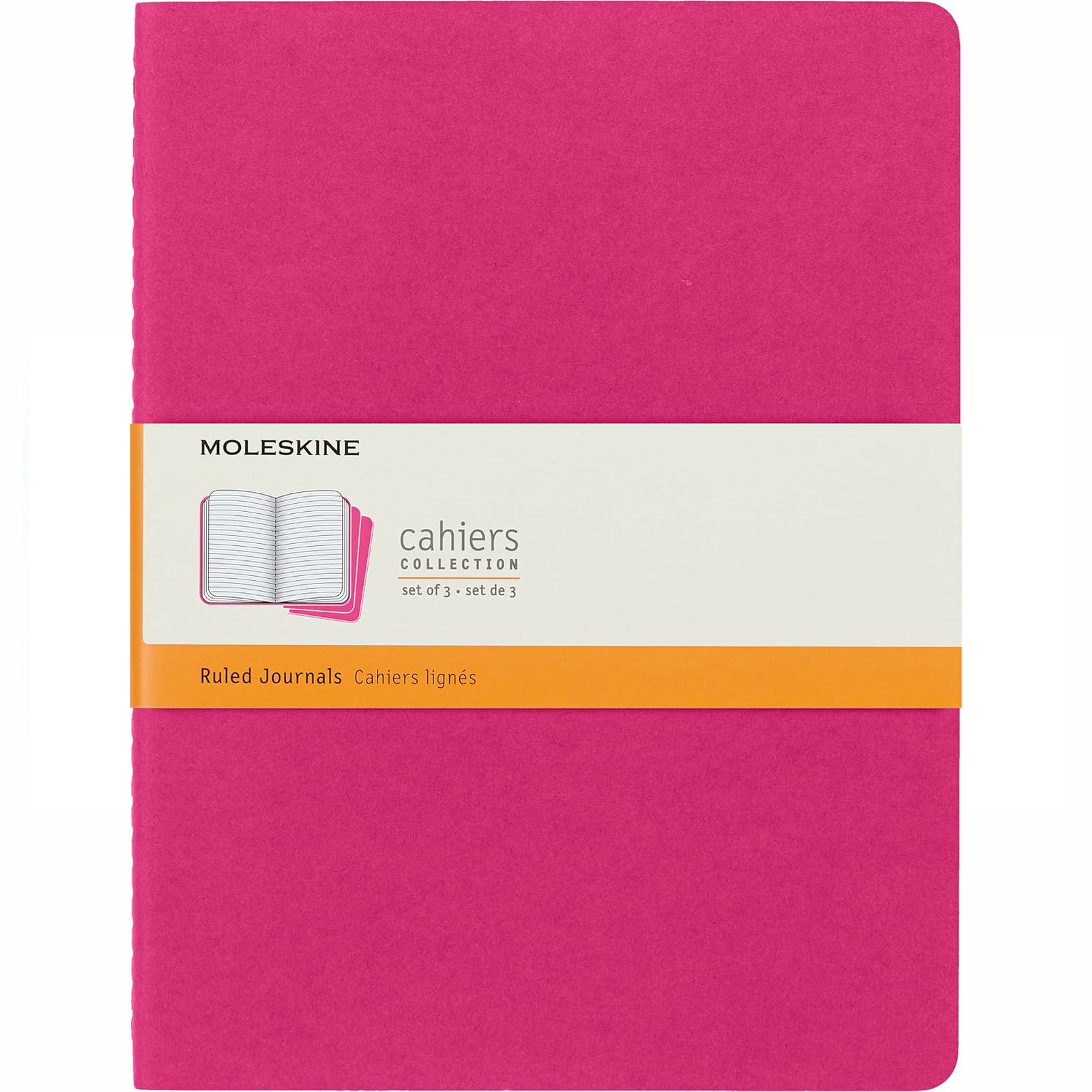 Moleskine Cahier XL Journal Set of 3 Ruled Notebooks - 19 x 25cm - Kinetic Pink - Image 4