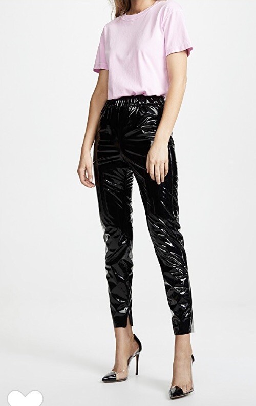 パンツ Msgm Black Faux Leather Leggings MSGM Milano BLK Vinyl Faux Patent Leather Pants Leggings NEW