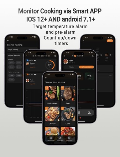 Wireless Cooking BBQ Thermometer Food Barbecue Rotisserie Grill 2.4G/5G WiFi - Picture 13 of 24