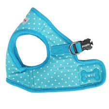 Puppia Dog Harness Vest Soft Adjustable Dotty Blue w White Dots S M L
