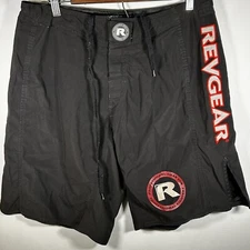 Revgear Shorts 34 Black/Red Fighting Grappling MMA Boxing Embroidered Drawstring