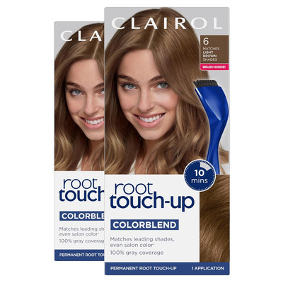 Root Touch-Up by Nice'N Easy Permanent Hair Dye, 6 Light Brown Color, 2 Count