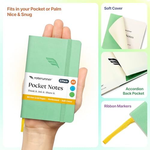 A6 Pocket Notebook () 3 Pack 3.5x5.5 Dotted Mini Notebook Journal Spring Pastel - Picture 3 of 4