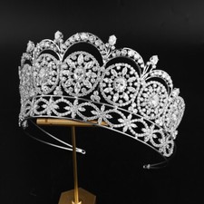 Luxury All CZ Cubic Zirconia Classical Queen Princess Tiara Crown For Women