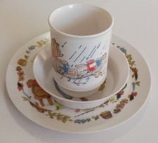 Vintage Disney Winnie The Pooh Child's Plate Bowl And Mug Set Melamine