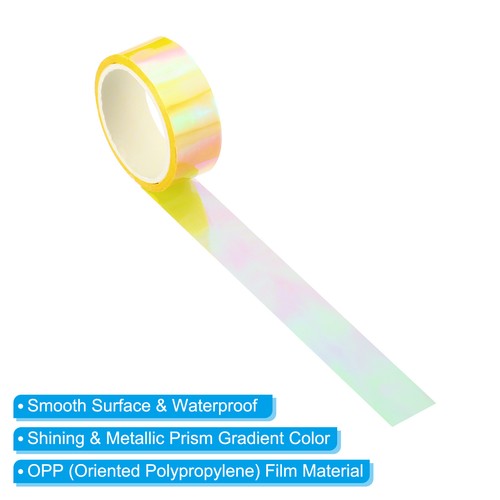 12pcs 15mmx5m Holographic Tape Adhesive Metallic Foil Masking Sticker, Yellow - Picture 3 of 5