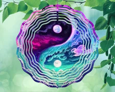 8 Inch Yin Yang Earth Sky Elements Hanging Wind Spinner Garden Yard 8rws-046