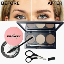 Eyebrow Styling Wax with 3-Shade Eyebrow Powder Palette and Trimming Scissors