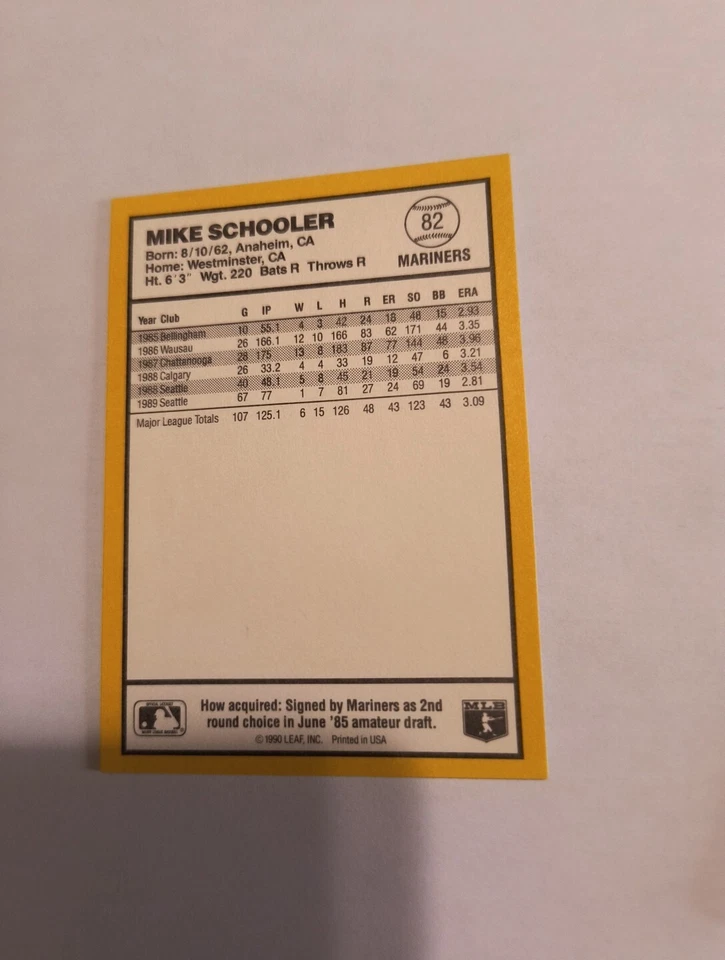 MIKE SCHOOLER 1990 DONRUSS  BEST OF THE A.L. #82 FREE SHIPPING  - Image 2 of 2