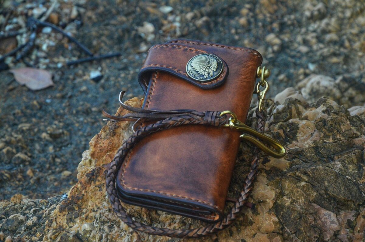 Custom Leather Biker Wallet Chain Handmade Leather Wallet Custom Leather Biker Wallet Chain Handmade Leather Wallet