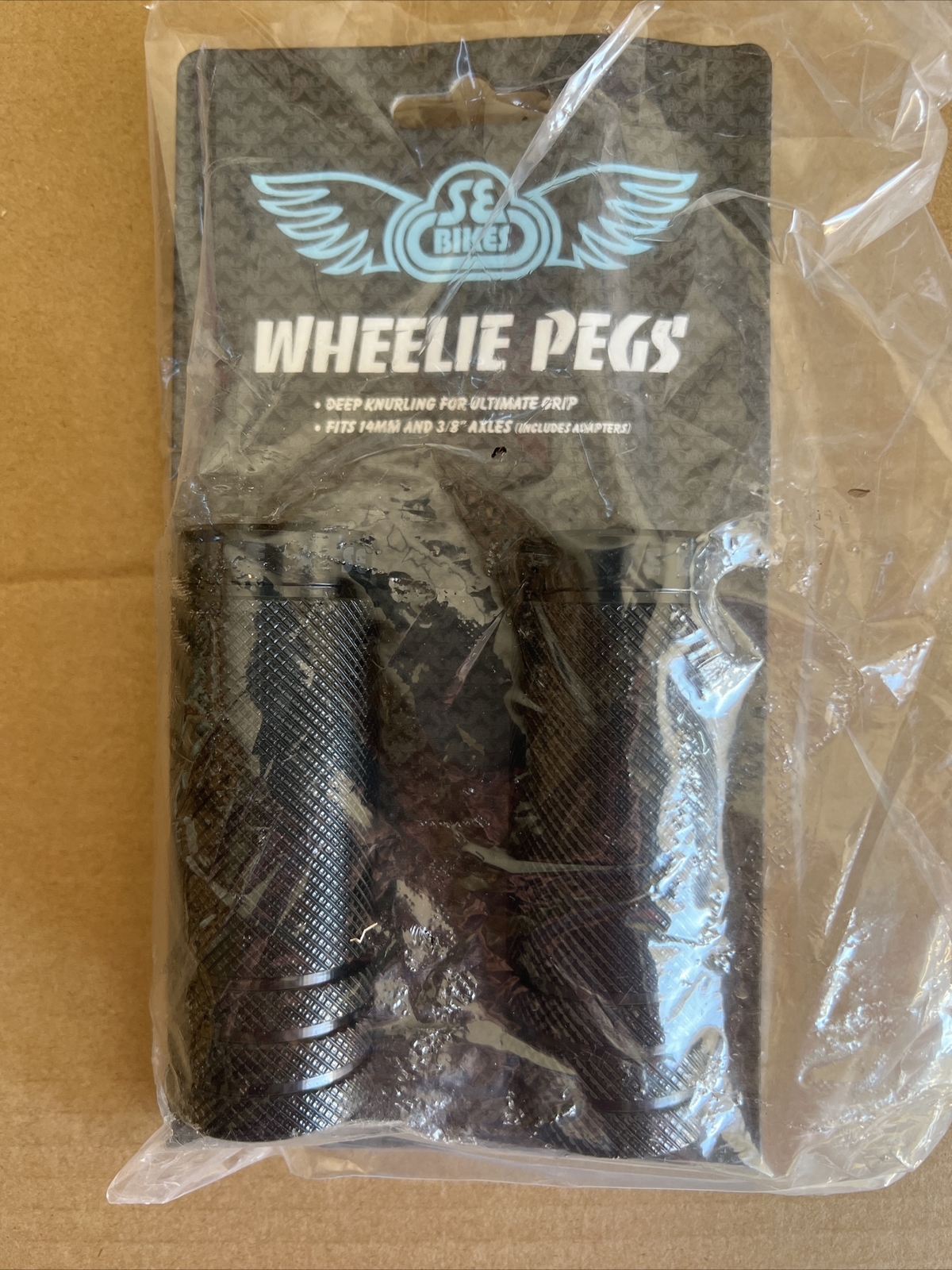 SE BIKES RACING WHEELIE BLACK 14mm3/8" AXLE BICYCLE PEGSONE PAIR