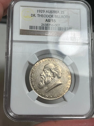 1929 Austria 2 Schilling (Theodor Billroth) - NGC AU55