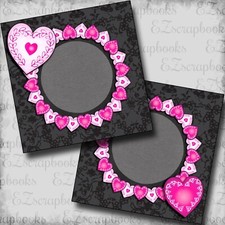 Heart Frames - 2 Premade Scrapbook Pages - EZ Layout 5914