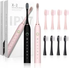 Skauerer Sonic Electric Toothbrush 2 Pack Rechargeable 8 Brush Heads Pink Black