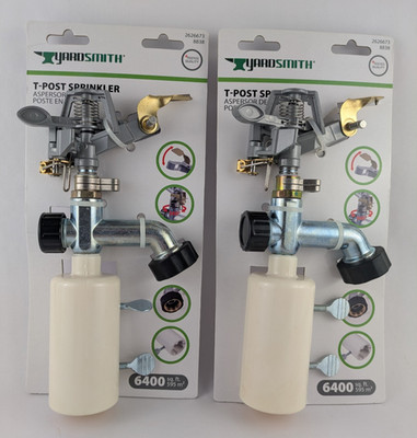 2   T-Post Sprinklers - Yardsmith Flexible Watering Lawn Garden Farm Pasture