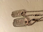 1964-1969 Original Hasbro Two (2) G I Joe Metal Dog Tags.  Nice