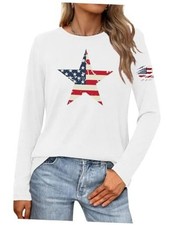 4th of July Shirts for Women: Fourth of July T-Shirt USA Small Star-white