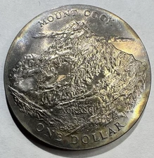 1970 New Zealand 1 Dollar, Royal Visit Mt. Cook UNC/BU Toned!