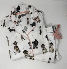 PJ Salvage White Royal Dog Pajama Set Knit Size M NWT
