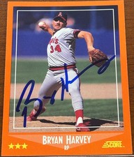 1988 Score Traded BRYAN HARVEY Rookie #87T 🔥 Angels 🔥 STUNNING Autograph 🔥⚾️