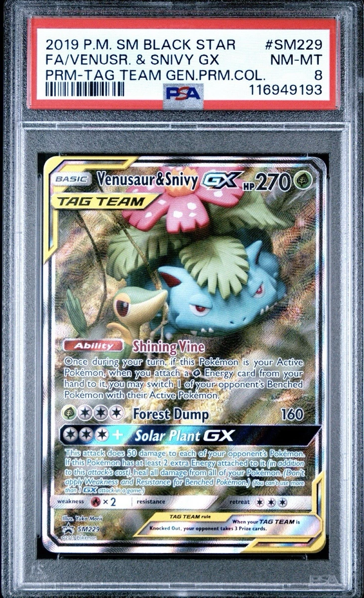 Venusaur & Snivy GX SM229 - 2019 Pokemon Tag Team Premium Col