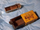 Vintage Metal Match Holder Tube w/ Classic Car Matchbox  pocket ashtray  — photo 1