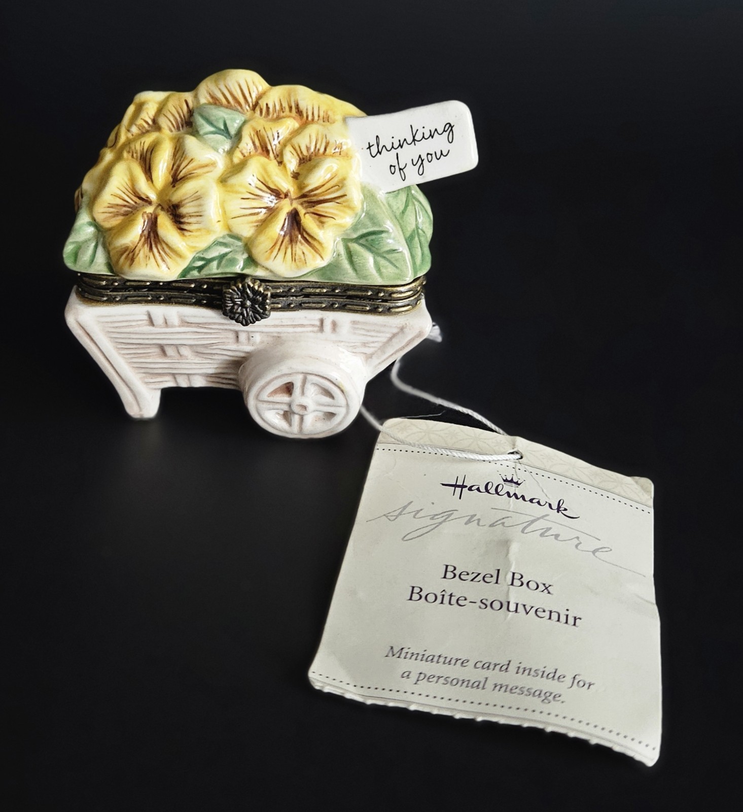 Hallmark Pansy Flower Cart Trinket Box Vintage 1996 NWT